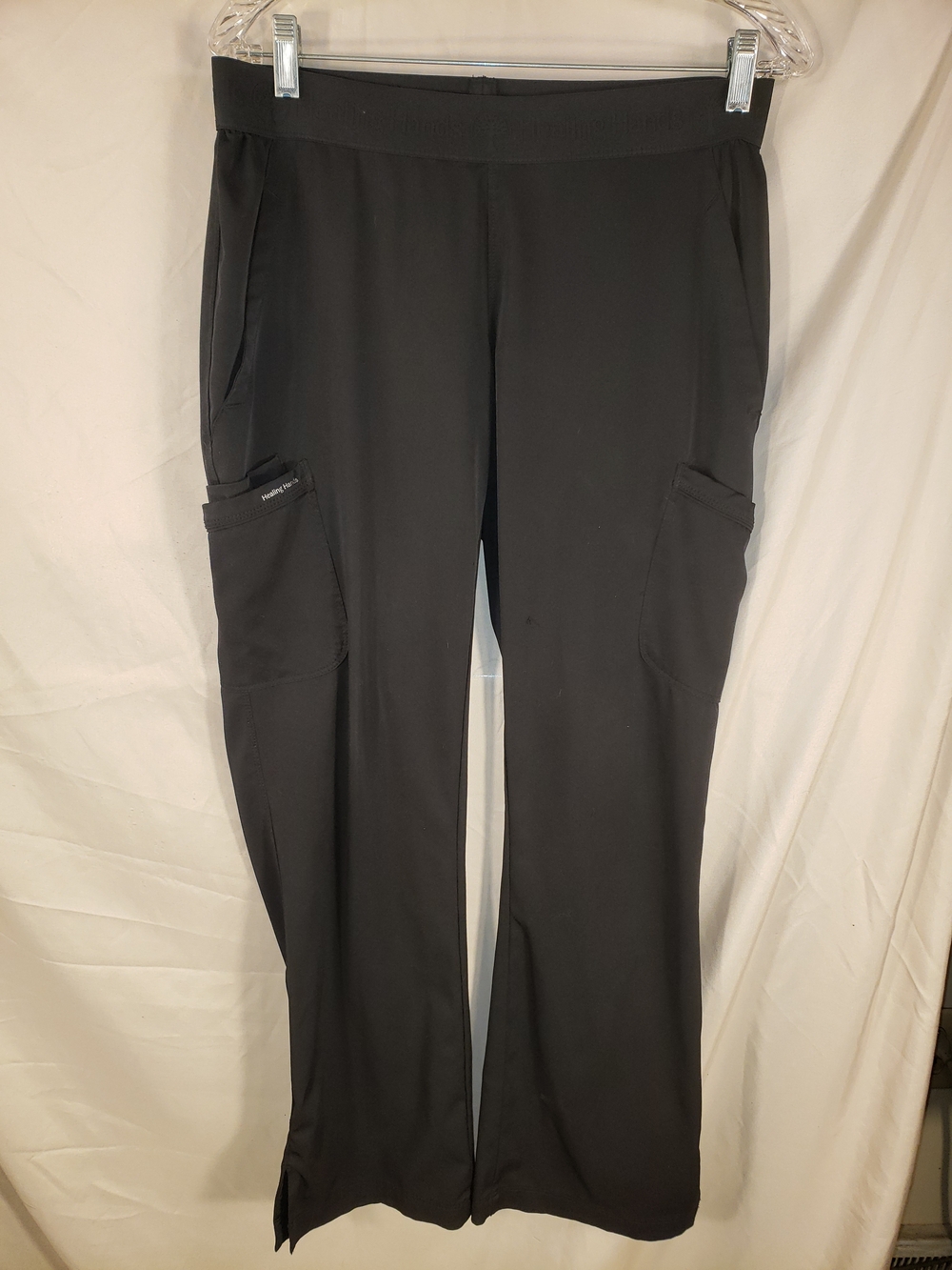 healing hands Black Women's Pull-On Cargo Scrub Pants - M
